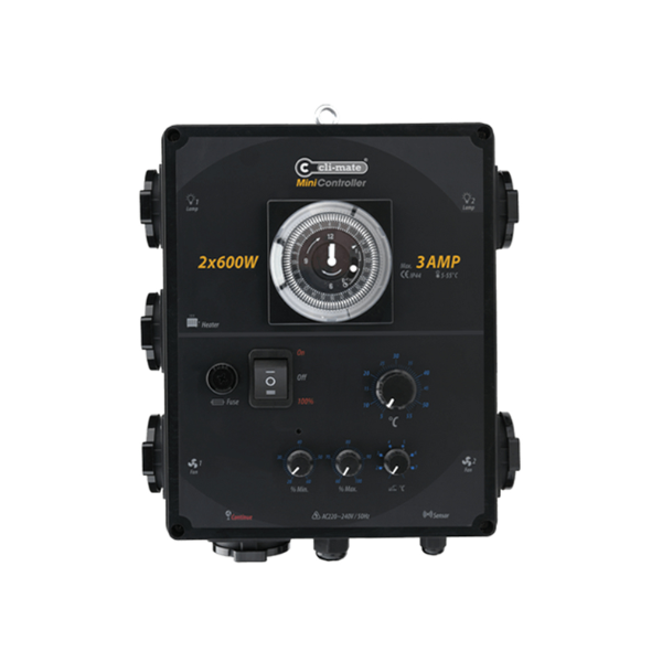 Mini controller luci 2x600W + temperatura 3A